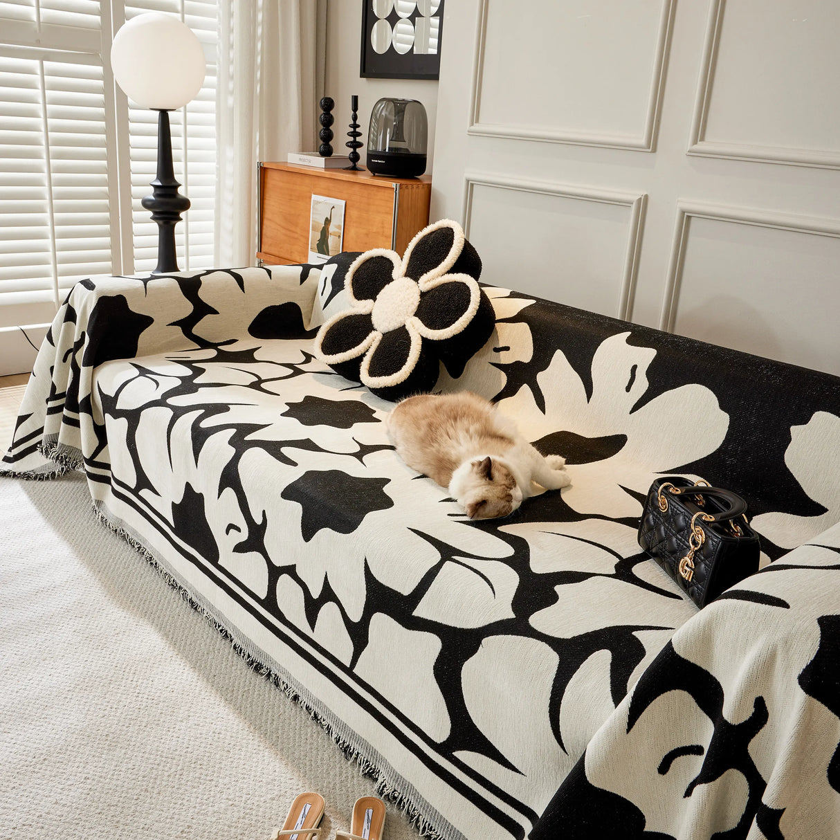 Chenille Floral Soft Thick Reversible Blanket Covers for Couch, Couch Protector Blanket Cover Sofa