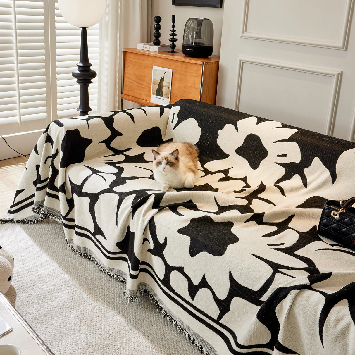 Chenille Floral Soft Thick Reversible Blanket Covers for Couch, Couch Protector Blanket Cover Sofa