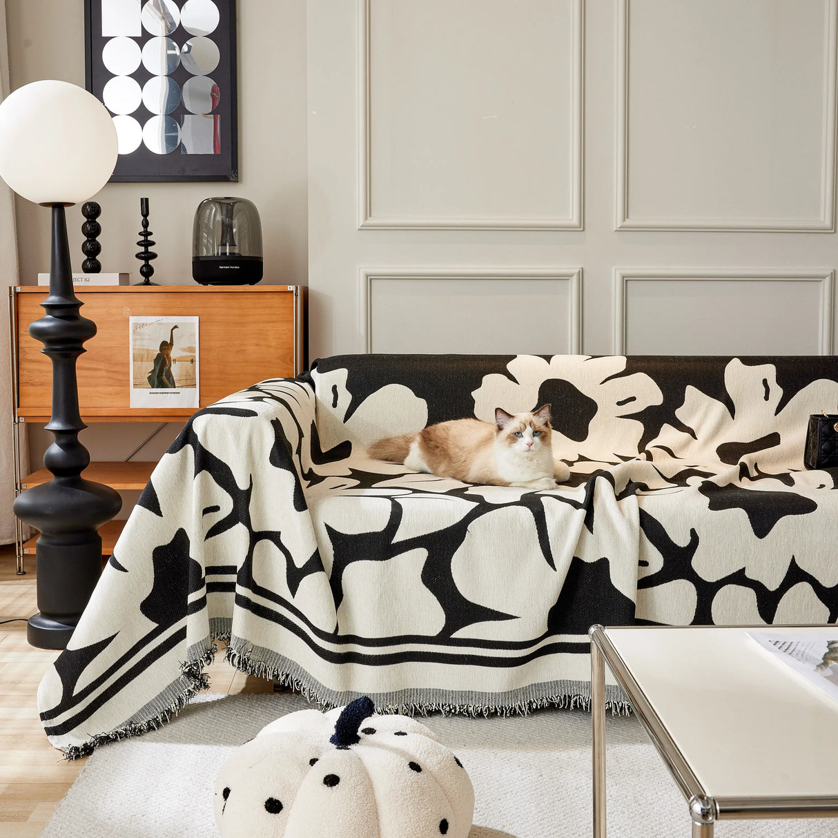 Chenille Floral Soft Thick Reversible Blanket Covers for Couch, Couch Protector Blanket Cover Sofa