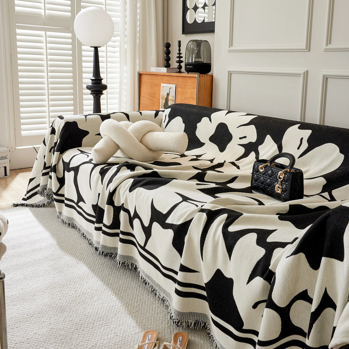 Chenille Floral Soft Thick Reversible Blanket Covers for Couch, Couch Protector Blanket Cover Sofa