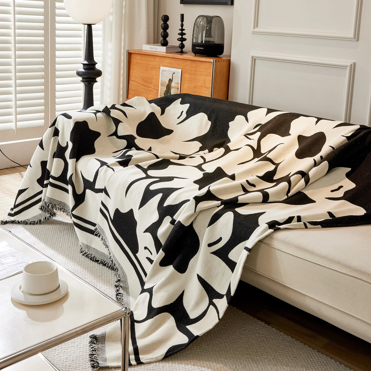 Chenille Floral Soft Thick Reversible Blanket Covers for Couch, Couch Protector Blanket Cover Sofa