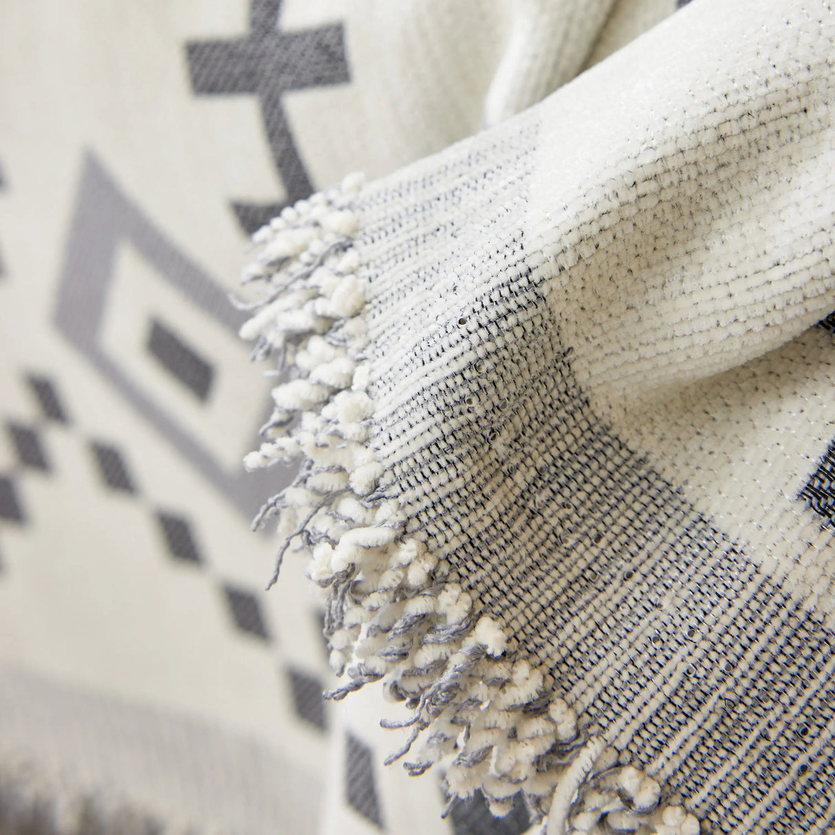 Boho Geometric Chenille Throw Sofa Cover Soft Textured Decorative Couch Blanket