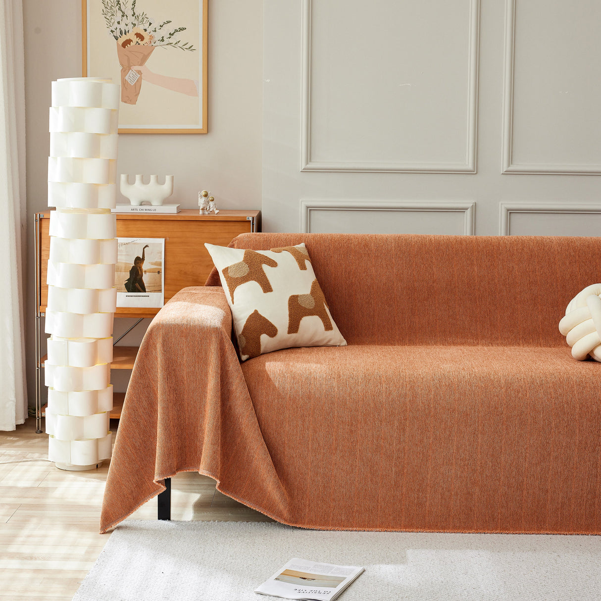 Herringbone Oversized Chenille Couch Throw Cover Sofa Slipcovers Couch Covers for Sectional Couches