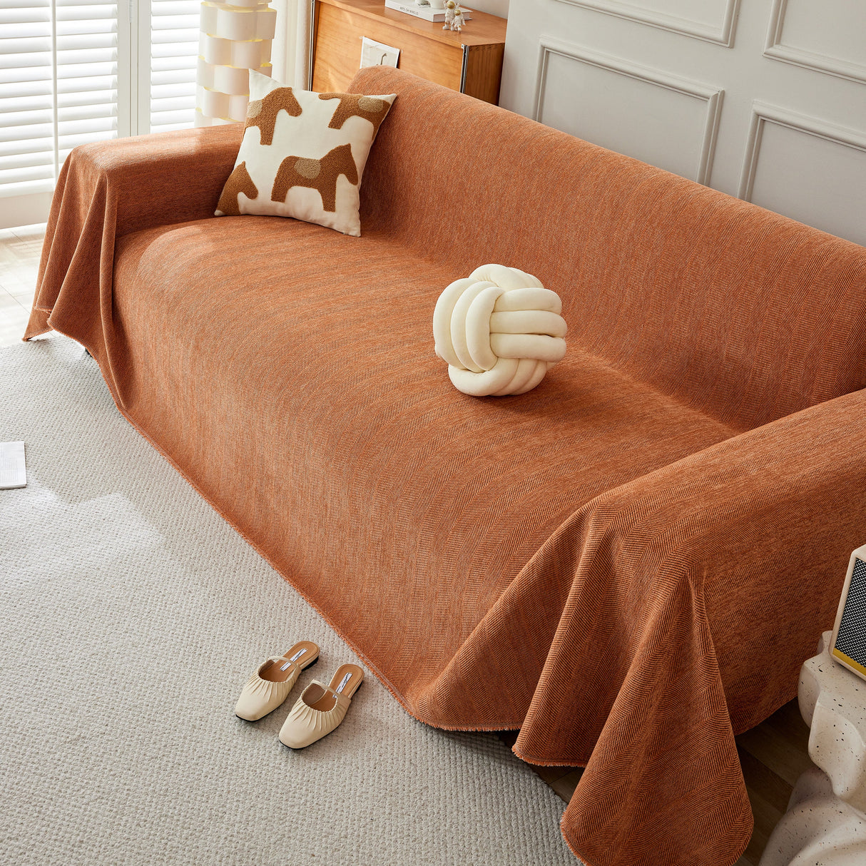 Herringbone Oversized Chenille Couch Throw Cover Sofa Slipcovers Couch Covers for Sectional Couches