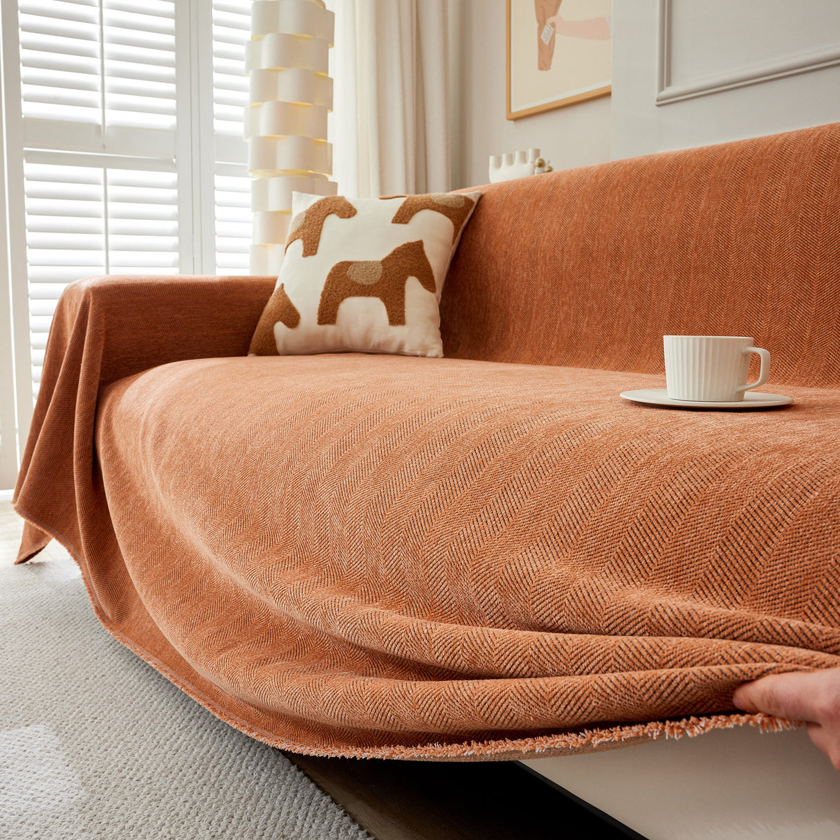 Herringbone Oversized Chenille Couch Throw Cover Sofa Slipcovers Couch Covers for Sectional Couches