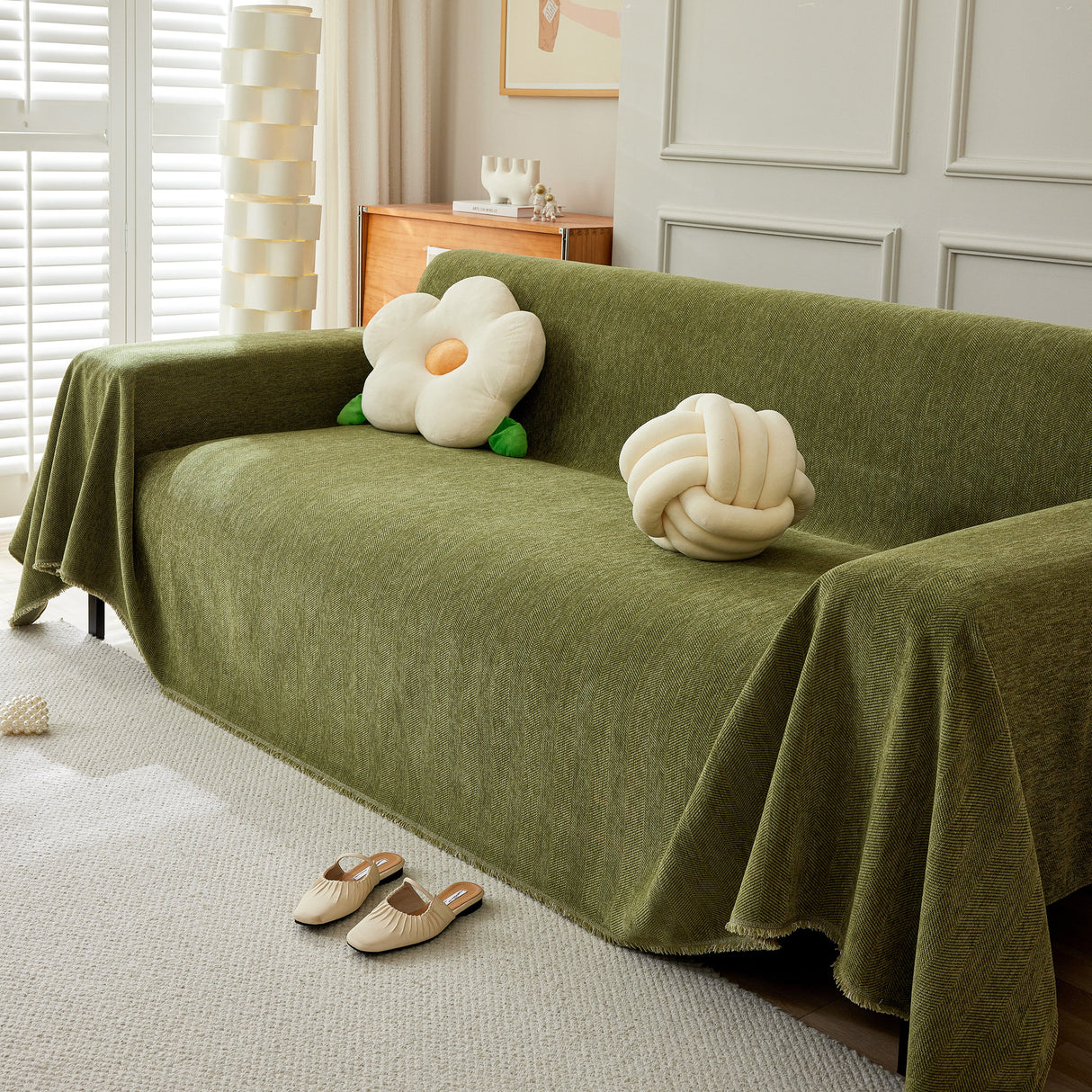 Herringbone Oversized Chenille Couch Throw Cover Sofa Slipcovers Couch Covers for Sectional Couches