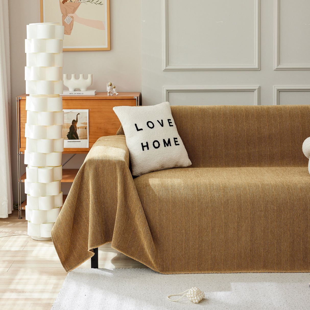 Herringbone Oversized Chenille Couch Throw Cover Sofa Slipcovers Couch Covers for Sectional Couches