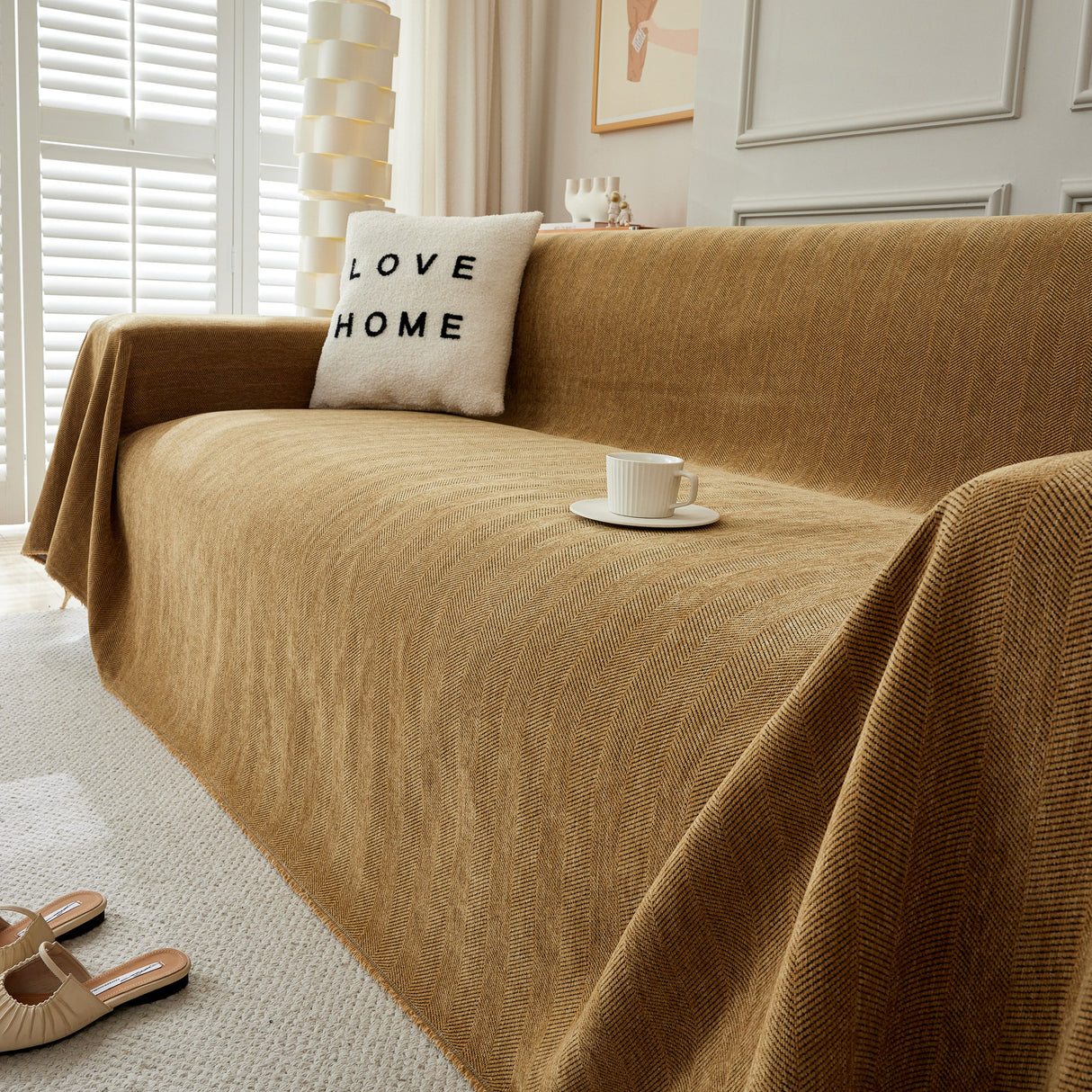 Herringbone Oversized Chenille Couch Throw Cover Sofa Slipcovers Couch Covers for Sectional Couches