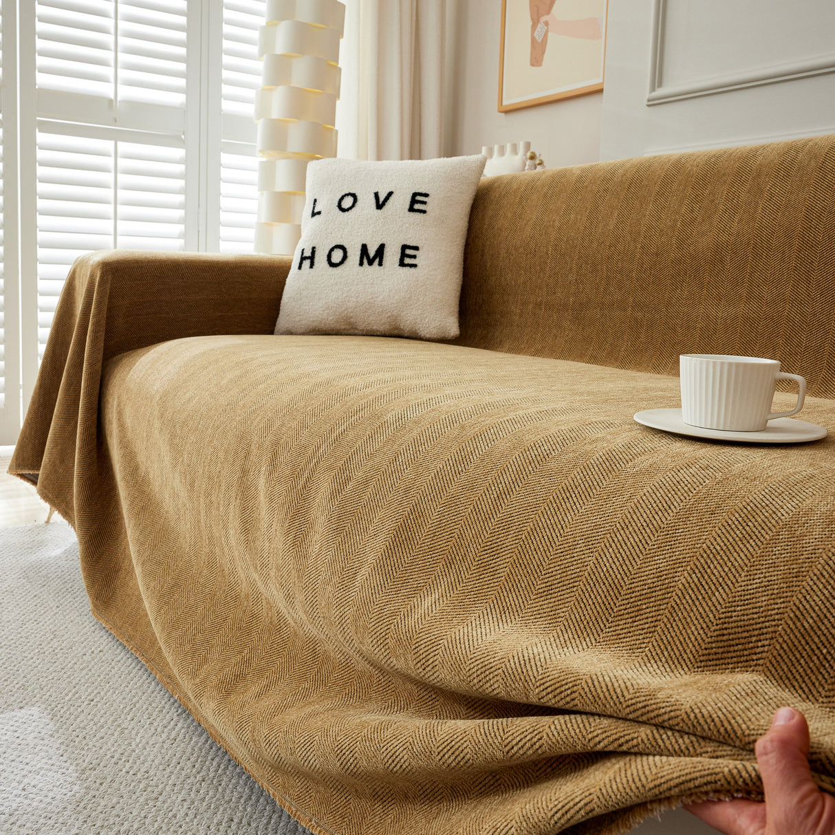 Herringbone Oversized Chenille Couch Throw Cover Sofa Slipcovers Couch Covers for Sectional Couches