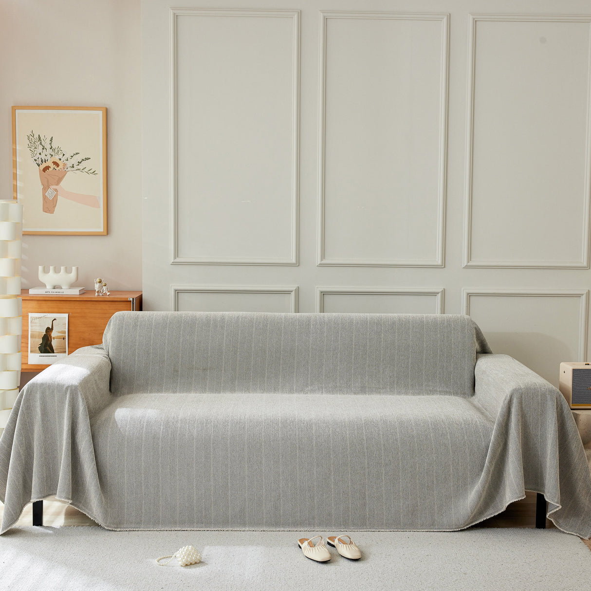 Herringbone Oversized Chenille Couch Throw Cover Sofa Slipcovers Couch Covers for Sectional Couches