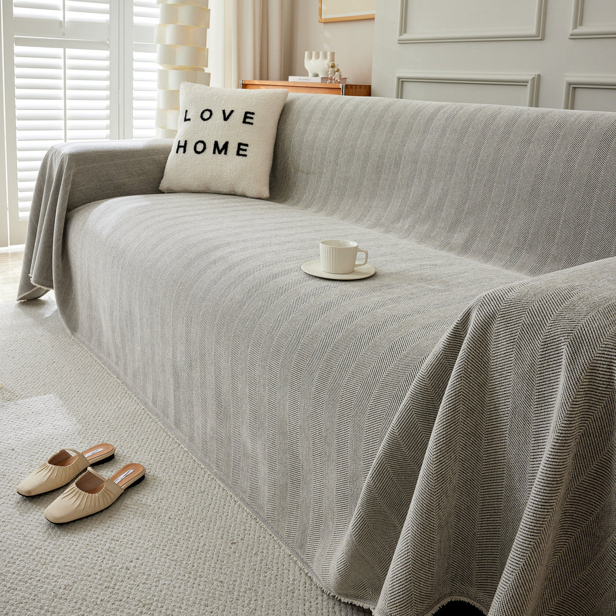 Herringbone Oversized Chenille Couch Throw Cover Sofa Slipcovers Couch Covers for Sectional Couches