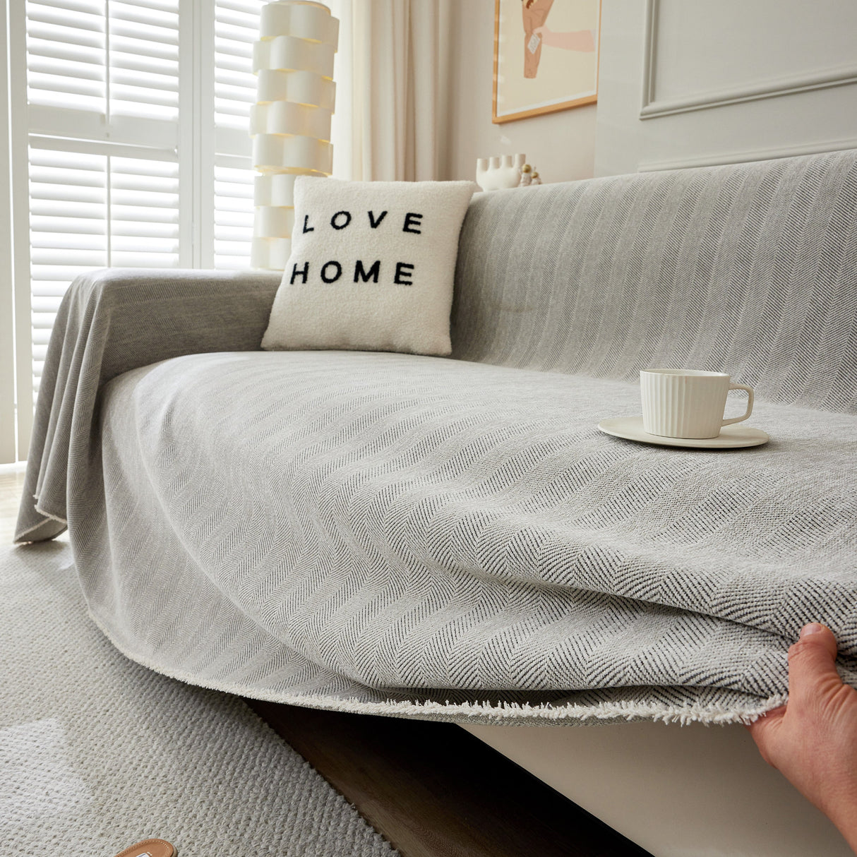 Herringbone Oversized Chenille Couch Throw Cover Sofa Slipcovers Couch Covers for Sectional Couches