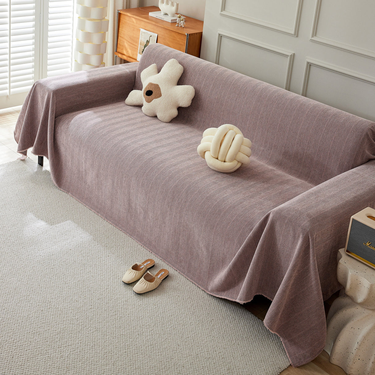 Herringbone Oversized Chenille Couch Throw Cover Sofa Slipcovers Couch Covers for Sectional Couches