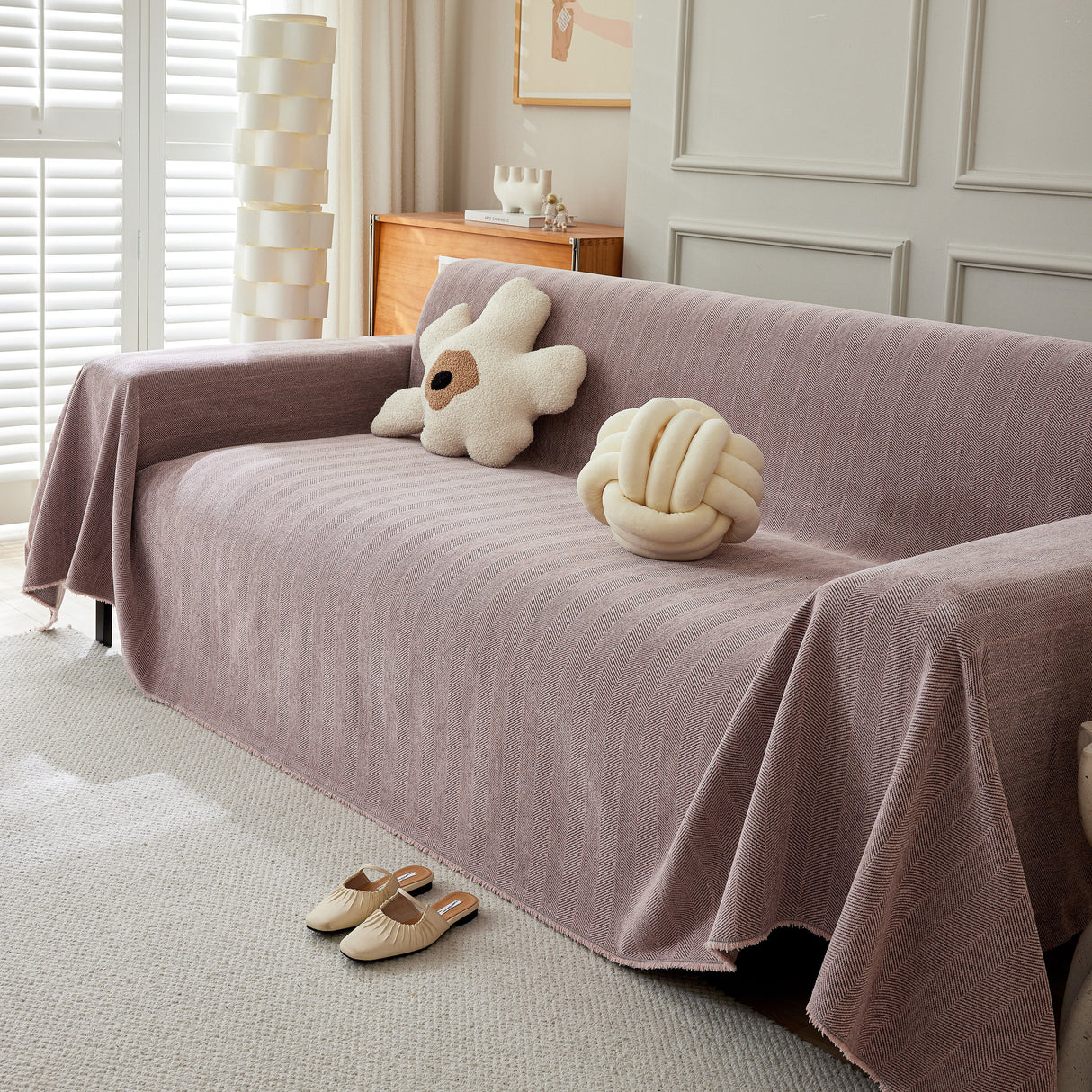 Herringbone Oversized Chenille Couch Throw Cover Sofa Slipcovers Couch Covers for Sectional Couches