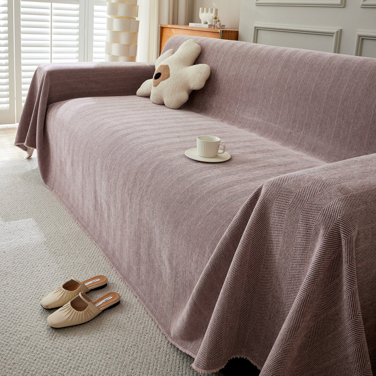 Herringbone Oversized Chenille Couch Throw Cover Sofa Slipcovers Couch Covers for Sectional Couches