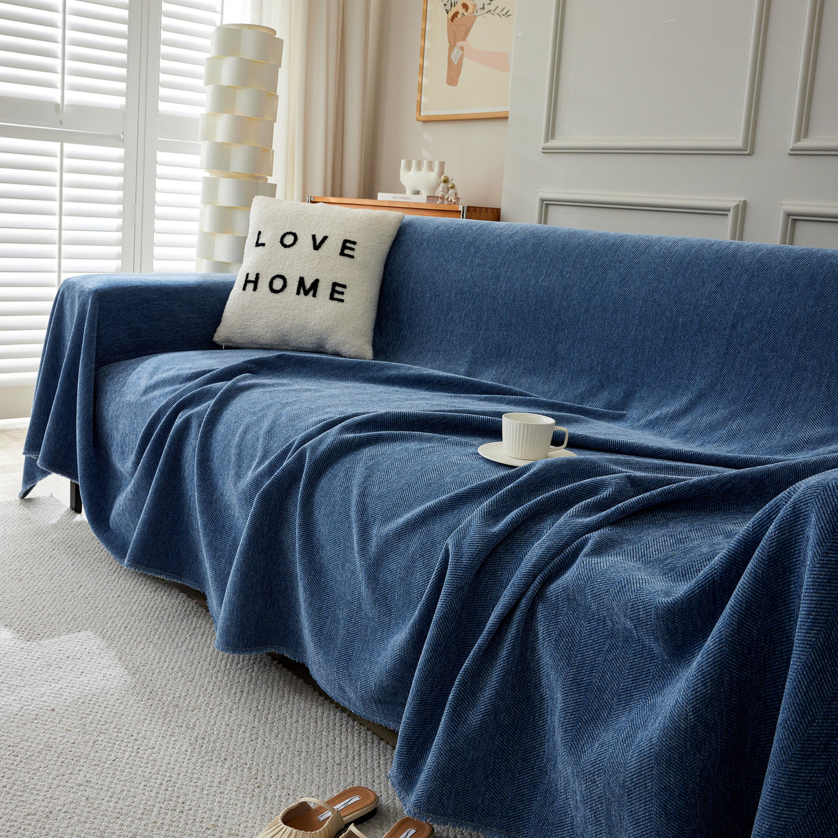 Herringbone Oversized Chenille Couch Throw Cover Sofa Slipcovers Couch Covers for Sectional Couches