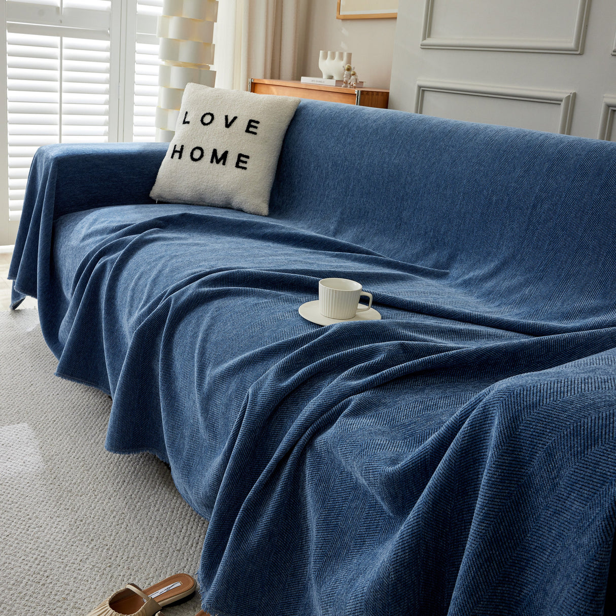 Herringbone Oversized Chenille Couch Throw Cover Sofa Slipcovers Couch Covers for Sectional Couches