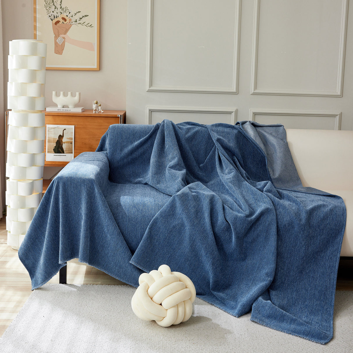 Herringbone Oversized Chenille Couch Throw Cover Sofa Slipcovers Couch Covers for Sectional Couches