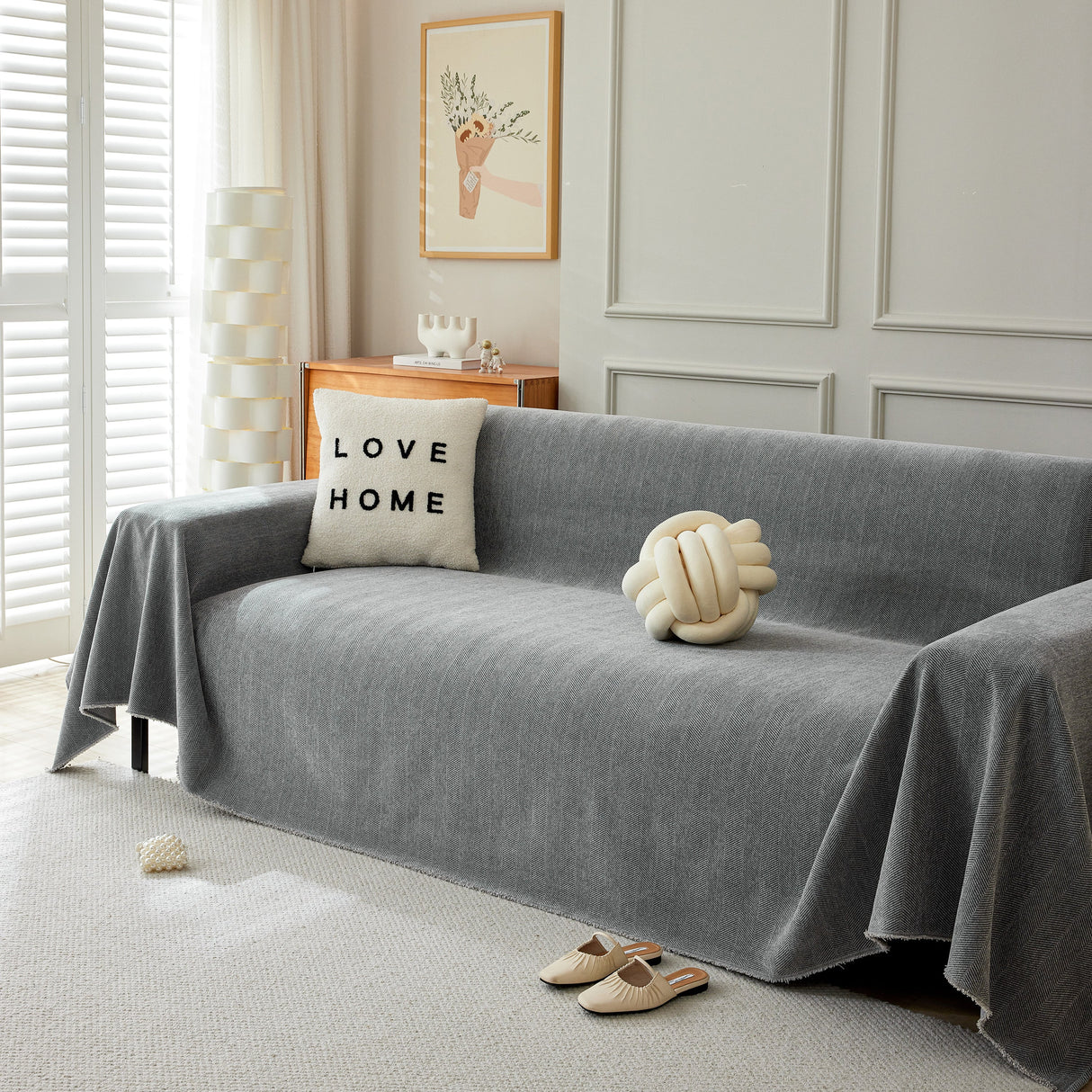 Herringbone Oversized Chenille Couch Throw Cover Sofa Slipcovers Couch Covers for Sectional Couches