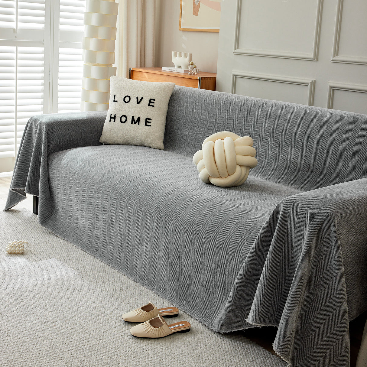 Herringbone Oversized Chenille Couch Throw Cover Sofa Slipcovers Couch Covers for Sectional Couches