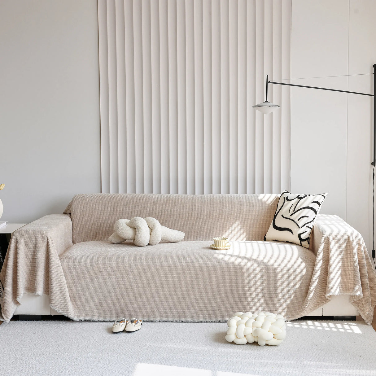 Chenille Thickened Solid Couch Blanket Throws, Reversible Couch Covers for Sectional Couches