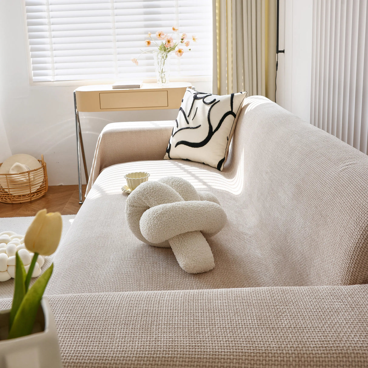 Chenille Thickened Solid Couch Blanket Throws, Reversible Couch Covers for Sectional Couches