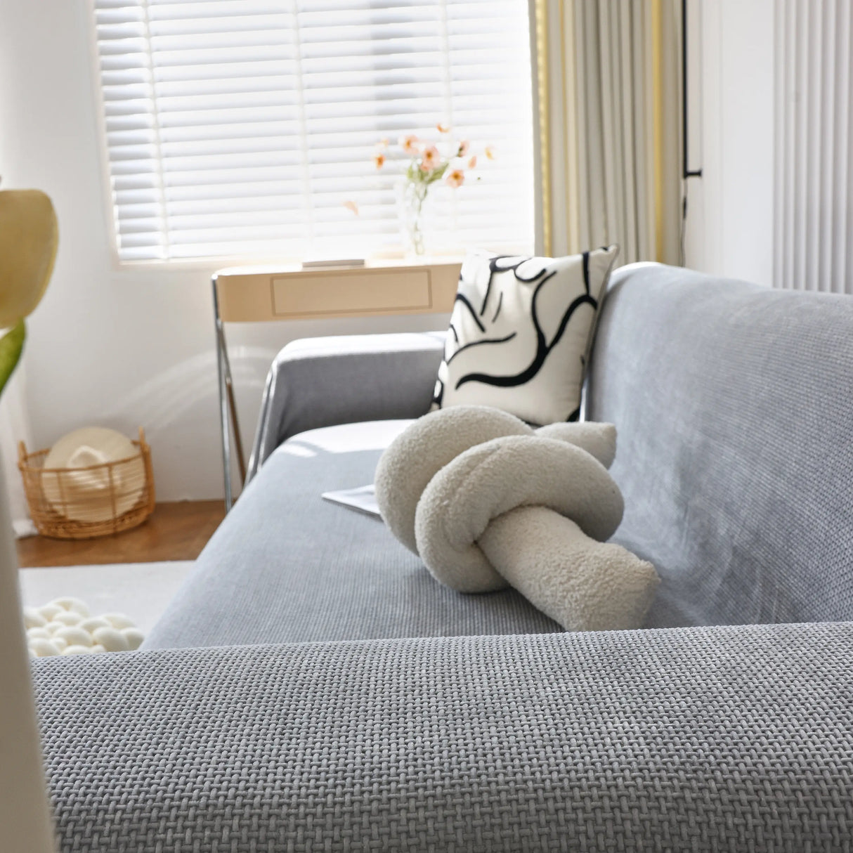 Chenille Thickened Solid Couch Blanket Throws, Reversible Couch Covers for Sectional Couches