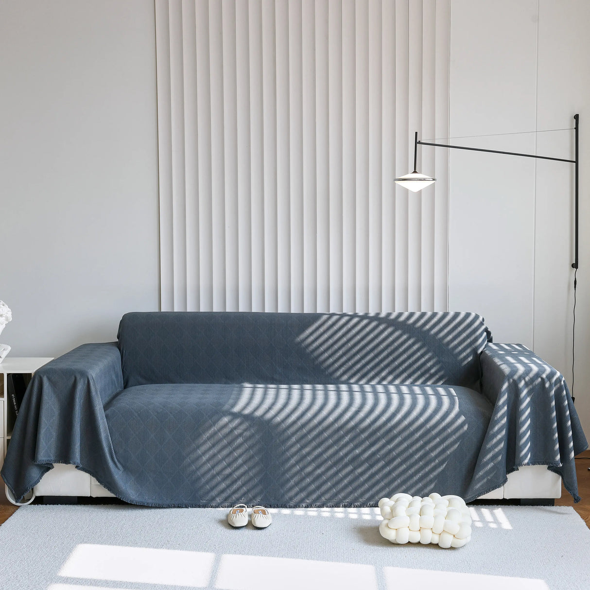 Textured Chenille Sofa Cover Throw, Soft Washable Couch Blanket Protector for Pets