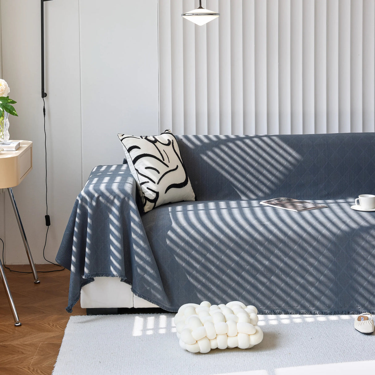 Textured Chenille Sofa Cover Throw, Soft Washable Couch Blanket Protector for Pets