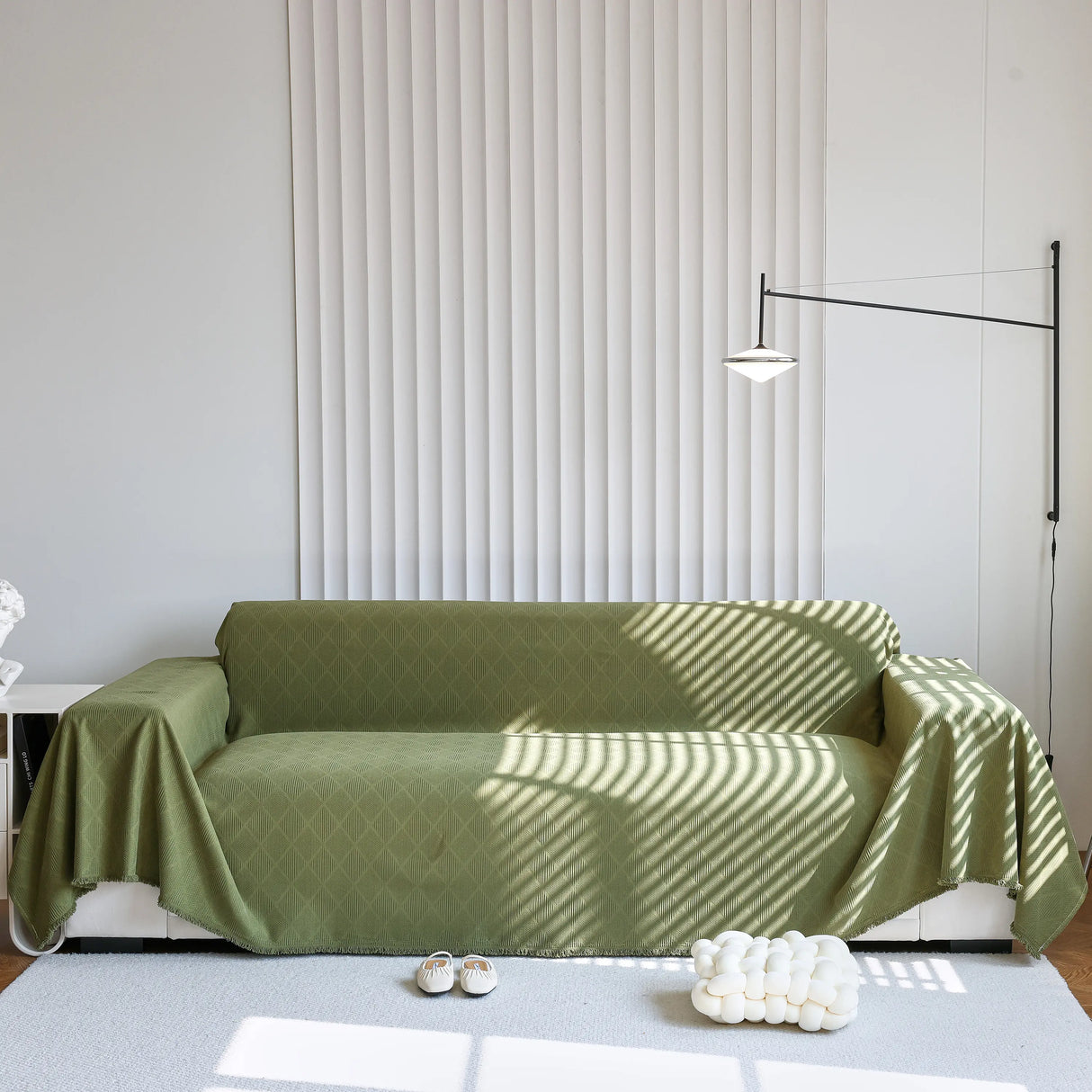 Textured Chenille Sofa Cover Throw, Soft Washable Couch Blanket Protector for Pets