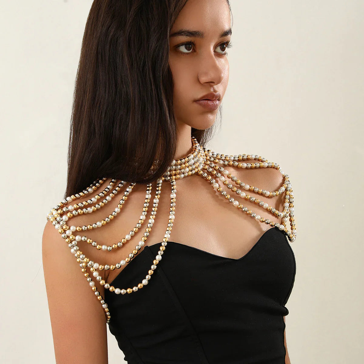 Multi-Layer Tassel Pearl Shoulder Chain