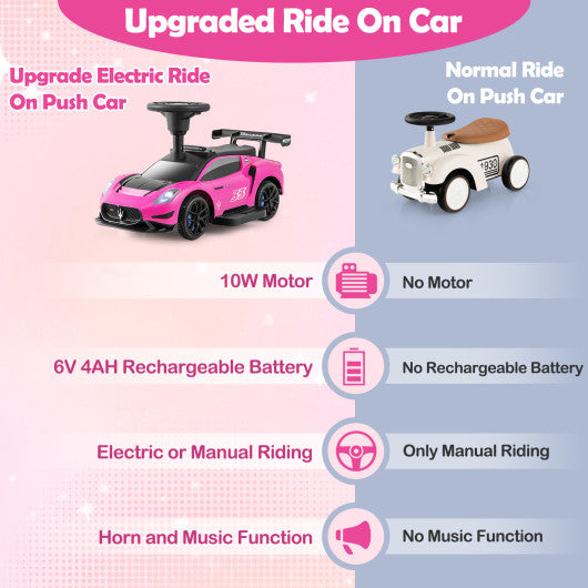 6V Electric Kids Ride on Push Car Maserati Licensed with Foot Pedal and Music-Pink