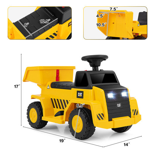 6V Electric Licensed Caterpillar Construction Vehicle with One-Button Start-Yellow