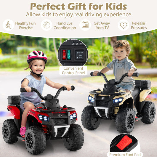 6V Kids Ride On ATV with Spray Function and Storage Box with Music-Khaki