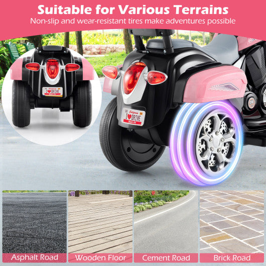 6V Powered Toddler 3-Wheel Motorbike Ride On Toy with Horn and Headlight-Black and White