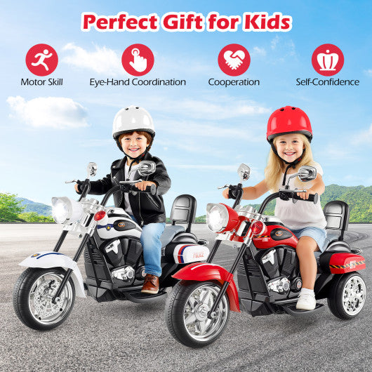 6V Powered Toddler 3-Wheel Motorbike Ride On Toy with Horn and Headlight-Black & Red