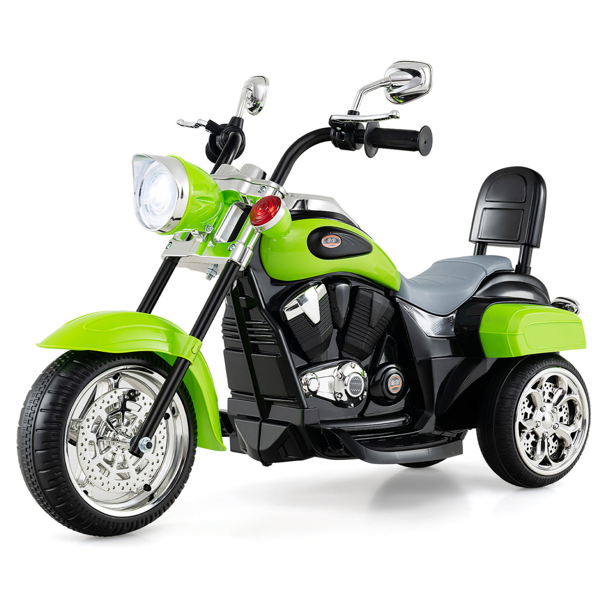 6V Powered Toddler 3-Wheel Motorbike Ride On Toy with Horn and Headlight-Green