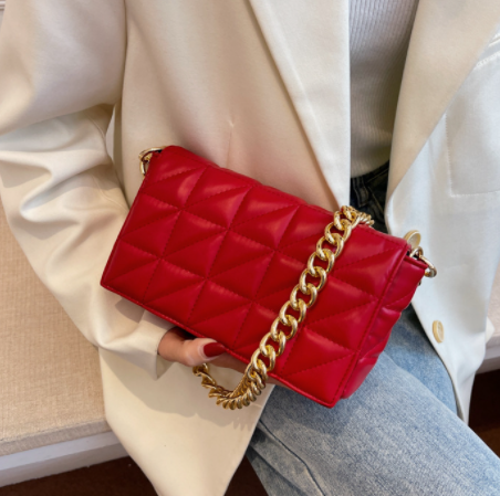 New Adorable Women's Handbag Green Small Flap Shoulder Bag In Thick Metal Chain Women's Clutch Bags Luxury Ladies Shoulder Purse