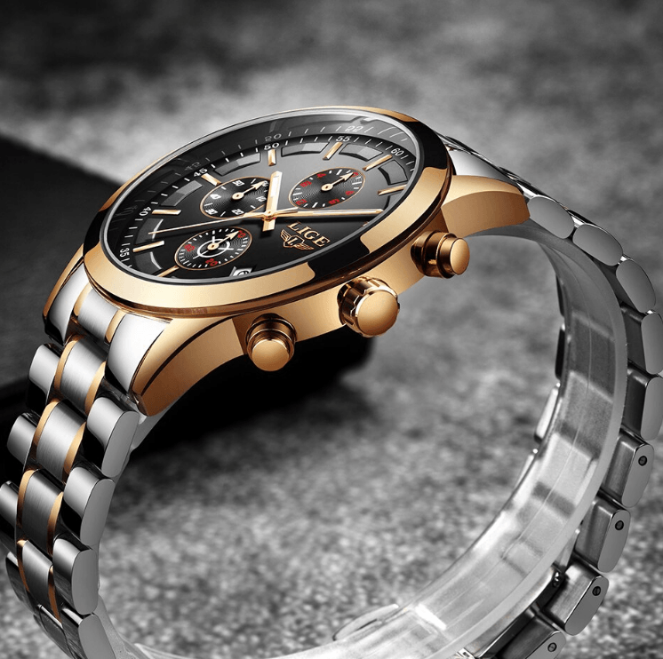 Men's Waterproof Watch With Chronometers And Date Display Unique Design Perfect Gift