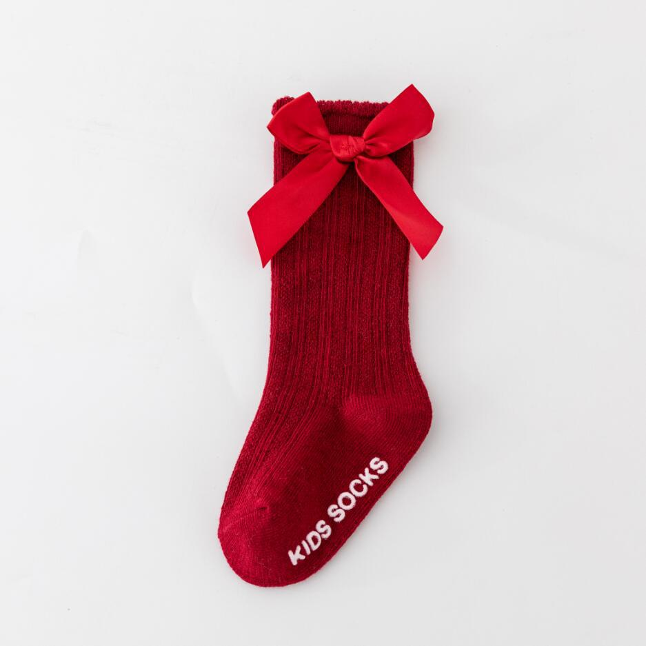 New Kids Stretchable Socks Toddlers Girls Big Bow Knee High Long Soft Cotton Lace Baby Comfortable Colorful Socks