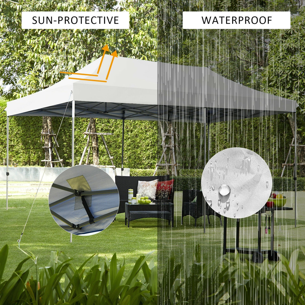 10 x 20 Feet Adjustable Folding Heavy Duty Sun Shelter with Carrying Bag-White by DirectDeals