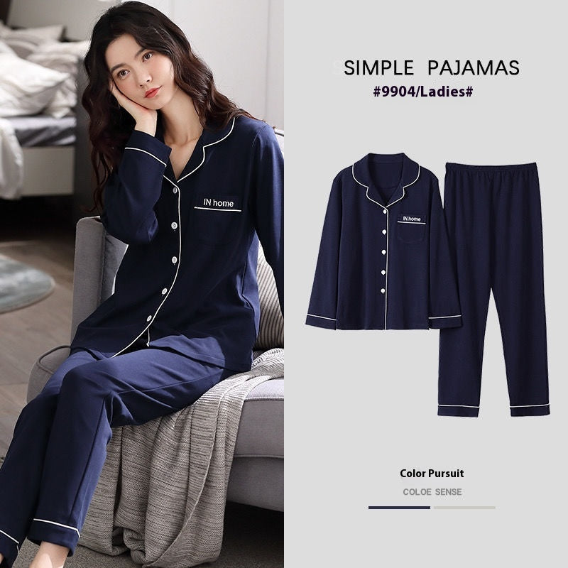100% Cotton New Trendy Pajamas For Women Full Sleeves Pajamas Button Down Winter Sleepwear Set Women White Cotton Pajamas Women's Loose Size V-neck Home Suit Long Sleeve Wide Leg Pants Pajamas Casual Home wear