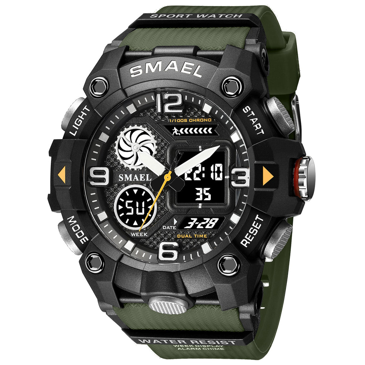 Sport Watch For Men WIth Dual Time Waterproof 50M Miliatry Watches Chronograph Alarm Army Wristwatch