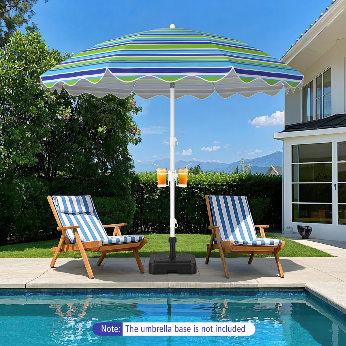 6.5 FT Beach Umbrella UPF 50+ with Sand Anchor for Garden Pool-Green