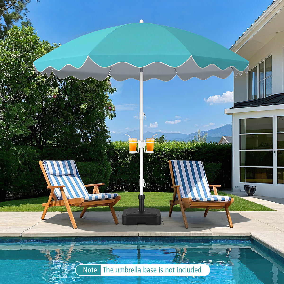 6.5 FT Beach Umbrella UPF 50+ with Sand Anchor for Garden Pool-Turquoise