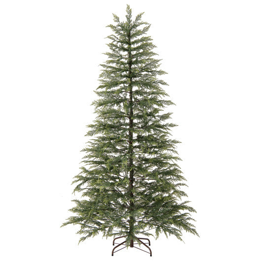 6.5 Feet Artificial Christmas Tree with Branch Tips and Colorful LED Lights