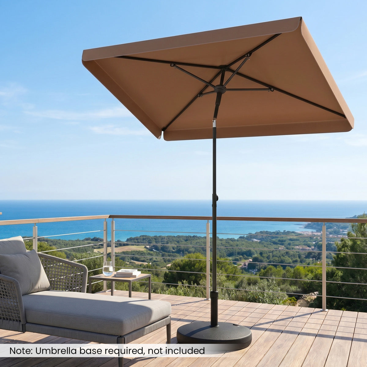 6.5 x 4.3 FT Rectangular Outdoor Balcony Umbrella with Tilt Adjust Button-Brown
