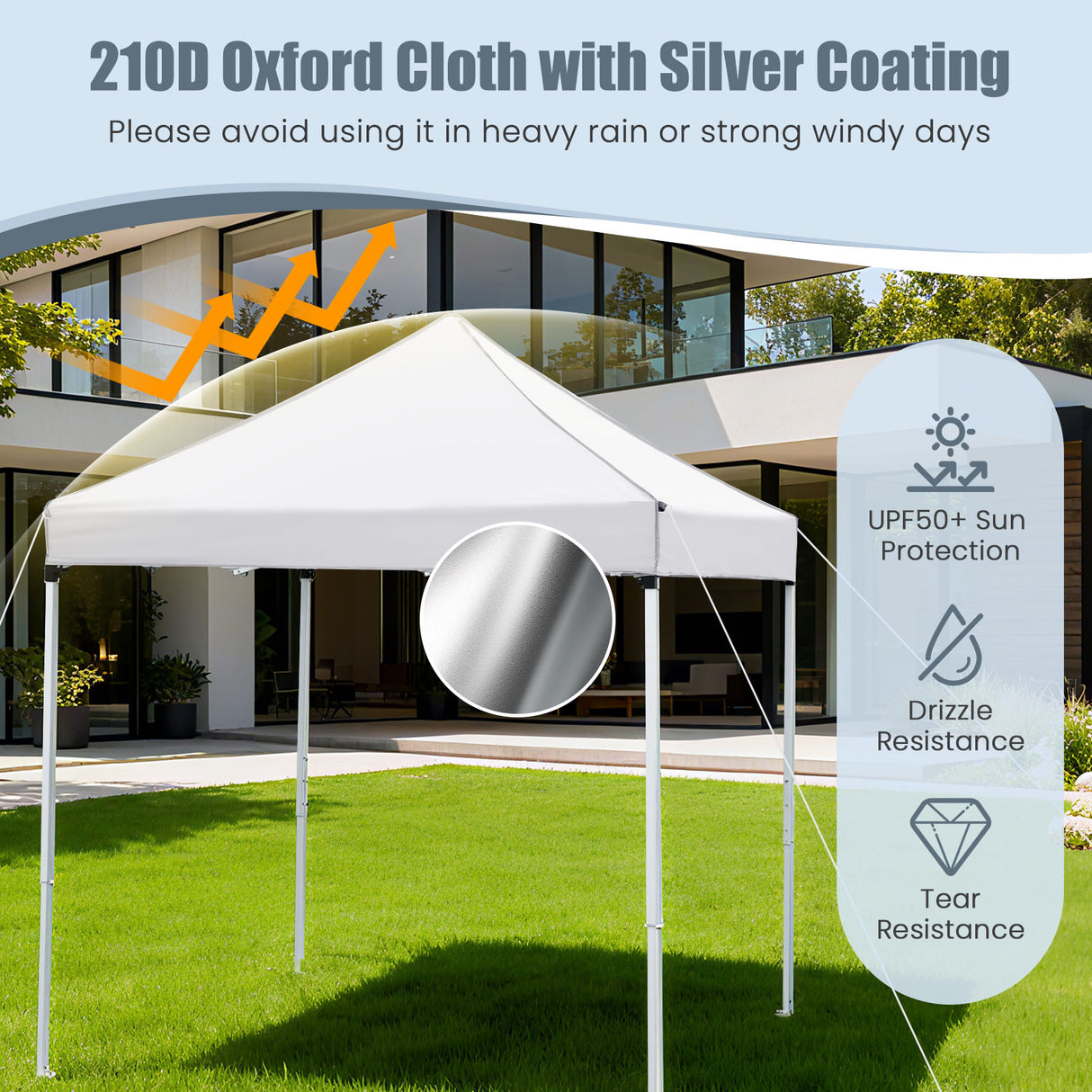 6.5 x 6.5 FT Pop up Canopy Tent with 4 Sidewalls and Wheeled Bag-white