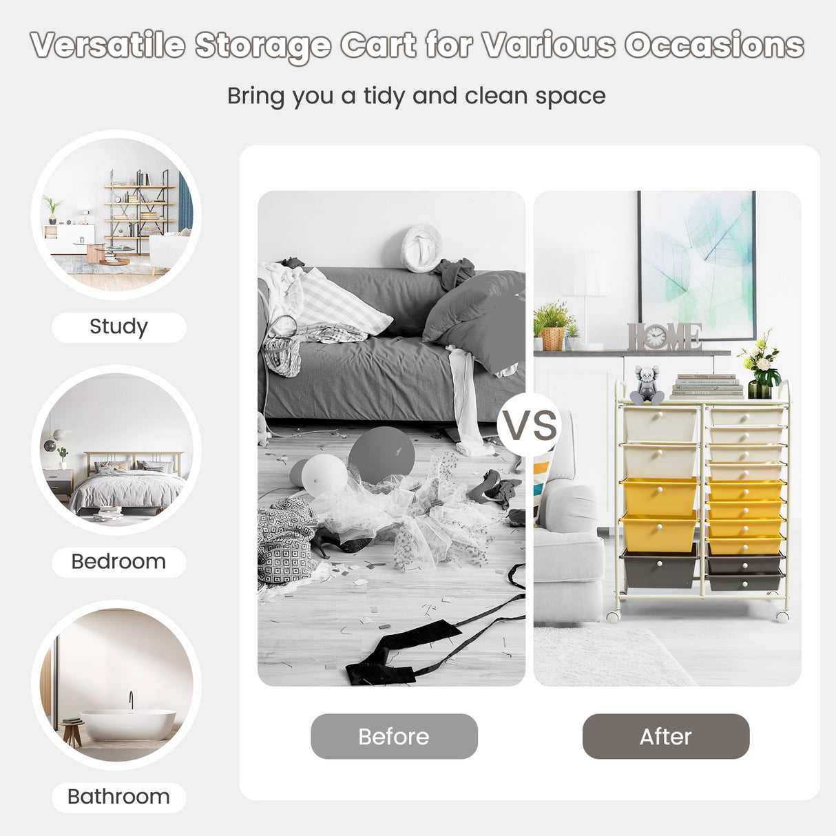 15 Drawers Rolling Storage Cart Organizer