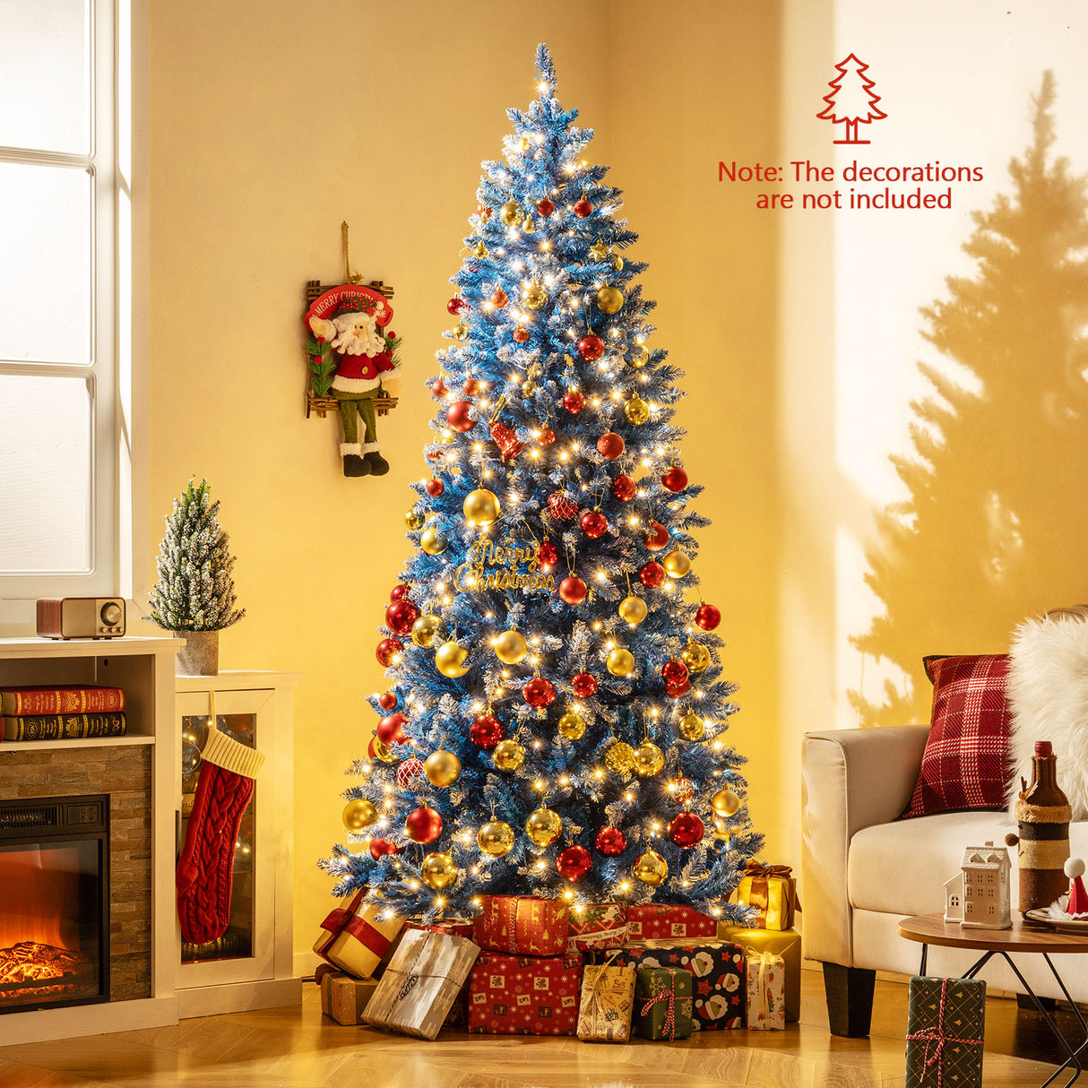 6/7/8/9 FT Artificial Christmas Tree with 767 Snowy Branch Tips-7 FT